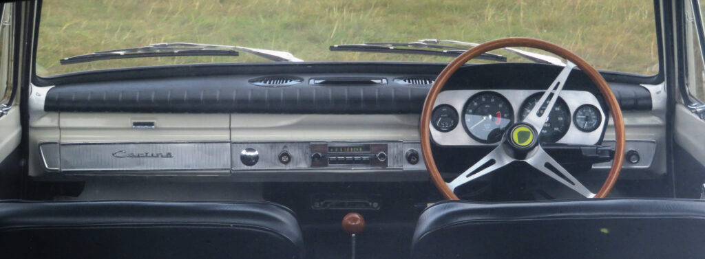 Dashboard of a pre-1964 Ford Lotus Cortina